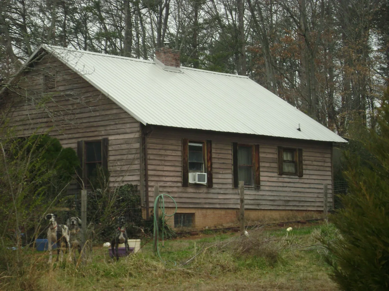 White metal roof on an old wood sided farmhouse, from a Asphalt Shingle Roof Repair job in Holbrook